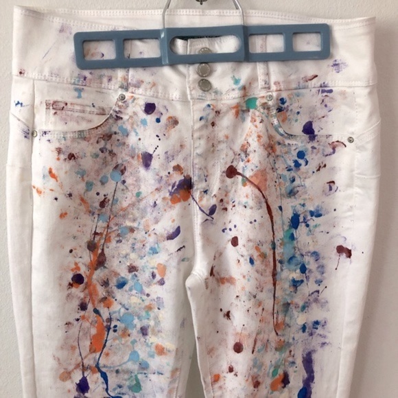 WAX Jeans Paint splatter white Jeans. Butt I love you Abstract High Waist. PRIDE - Picture 5 of 15
